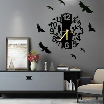 Birds Nest On Tree &#038; Flying Birds Compressed Wooden Wall Clock (BN1) (F)