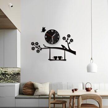 Bird on Tree with Coffee Cup Wooden Wall Clock (BOT1)