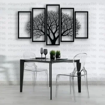 Evento Wooden Wall Art 5 frame Tree Panels Frame Wall Decor (EWW)
