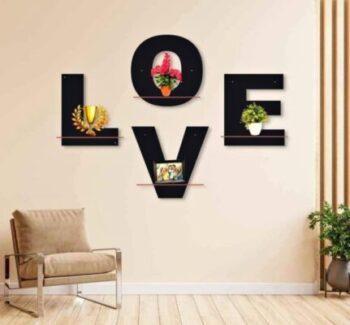 Love Hexagon MDF Wooden Wall Hanging Shelf Love Style room (S12)